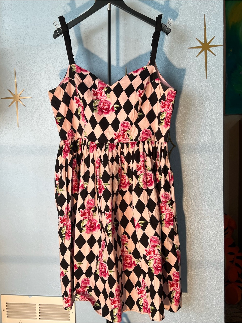 Hell Bunny Pink Harlequin Print Dress